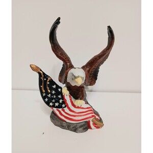 Glenyale Gallery Porcelain American Eagle/Flag Figurine Patriotic 6"×4"